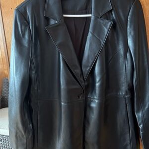 Black Vegan Leather Blazer Jacket!